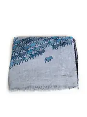 Blue Cashmere Horse Pattern Scarf