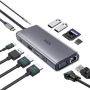 Laptop USB C Docking Station Dual Monitor,HDMI 4K/60Hz Multiport Adapter 11 i...
