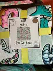 SOFT PLUSH BLANKET UNICORN MERMAID DINOSAUR DONUT RAINBOW PEARL 50" X 60" NWT