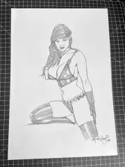 SIGNED ORIGINAL ALEX MIRANDA BLACK WIDOW PENCIL COMMISSION 11X17