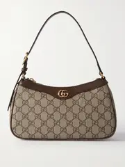 [Gucci] Gucci - Ophidia Embellished Textured Leather-trimmed Printed Coated-canvas Shoulder Bag - Beige - One size One size Neutrals