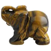 Natural Tiger's Eye Jasper Quartz Crystal Elephant Hand Carved Skull Animal Gift