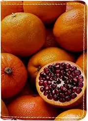 [CWAGFEQZ] Travel Passport Holder,PU Leather Passport Case,Passport Book,Lemon Plant Fruit Orange