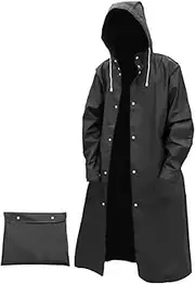 AIMLYXEE Men's Reusable EVA Long Raincoat, Windproof Waterproof Trench Coat for Hiking Fishing Dog Walking Outdoor Activities