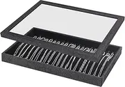 Julysky 2 Pcs/set Stackable Jewelry Organizer Trays，Necklace Tray+Glass Lid, Jewelry Displays for Selling,Black