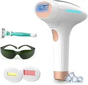 AELSSPUIT Laser & IPL Hair Removal Device with Ice Cooling System |999,999 Flashes for Permanent Results | Painless At-Home Hair Remover for Women & Men (Face, Bikini, Legs, Arms) | Includes Goggles, Razor & 2 Replacement Heads ﻿
