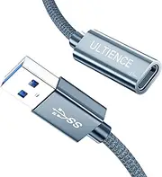 ULTIENCE USB-C Female to USB 3.0 Male Adapter Cable, 10Gbps Ultra-Fast Transfer Speed, 60W Fast Charging, Durable Braided 1.2m Cable, Sturdy Metal Plug for Laptops, PCs & Smartphones