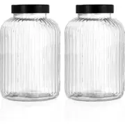 2x Lemon & Lime Brooklyn 5L/26cm Glass Jar Container Food Storage w/ Lid Clear