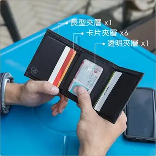 台灣現貨 美國《TRAVELON福利品》拼接三折式短夾(蒼綠) | 皮夾 錢包