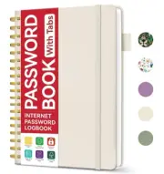 Passwork Keeper Book with Alphabetical Tabs Spiral Bound Password Logbook