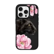iPhone 16 Pro Impact Ring Stand Case MagSafe Compatible Panther and peonies