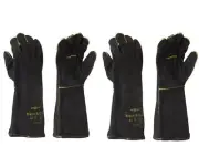 Maxisafe Black & Gold Welding Gauntlet Gloves Fabrication Foundry Safety 2 Pairs
