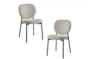 HomeStar Set Of 2 Archie Fabric Kitchen Dining Chair Metal Legs Coconut/Black