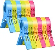 (12 pcs) - URAQT 12pcs Beach Towel Clips, Bathroom Towel Clips, Large Size Bright Colour Plastic Quilt Clips for Sunbeds, Sun Loungers, Pool Chairs, Laundry and More