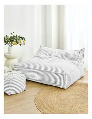 [Cadence & Co.] Oscar Faux Linen Two Seater Bean Bag Lounge Cover in Dove Grey