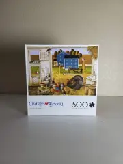 NEW Buffalo Games Charles Wysocki Turkey in the Straw 500 Pc Puzzle With Poster