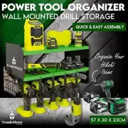 5 Drills Power Tool Organiser Storage Rack Holder Heavy Duty Hikoki Ryobi Green