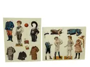 2 Vintage 1989 Merrimack Paper Doll Postcards Smithsonian Reproduction Embossed