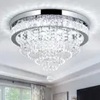 CUDUHC 19.7" Modern Crystal Chandelier Flush Mount LED Ceiling Light - K9 Cry...