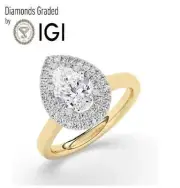 Pear Solitaire Labgrown Diamond Engagement Ring 14k Yellow Gold 1.30 Ct