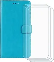 LCEHTOGYE Cover for OnePlus Ace 2V + 4 Slice HD Tempered Glass,Shell BracketBumper Protective Back Case - Anti-Scratch Screen Protector for OnePlus Ace 2V - HZFM -TBlue