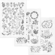 3 Sheets Water Soluble Embroidery Stabilizers, Botanical Flower Pattern Stick Embroidery Transfer Paper Peel Stick Embroidery for Bag Hat Fabric Hand Sewing Beginners Lovers