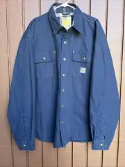 Carhartt Jacket XL Men Chore Shacket Blue Flannel Lined Workwear Plaid Fall 2017