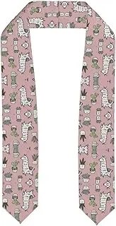 [SKKNT] Alpaca And Cactus Print Graduation Shawl Stole For Academic Commencements Honor Sash Congratulations Gift, Flattened, One Size