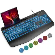 SABLUTE Large Print Backlit Computer Keyboards Wired Lighted USB Keyboards wi...