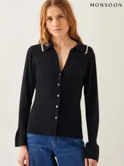 Monsoon Black Bray Flute Sleeve Cardigan (W28829) | $150
