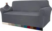 Granbest High Stretch Sofa Covers 3 Seater Super Soft Stylish Couch Covers for Dogs Pets Cats Jacquard Spandex Non Slip Sofa Slipcover for Living Room Furniture Protector (3 Seater, Gray)
