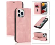 For Iphone 13 Pro Max PU Flip Case with Card Slot -Pink