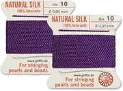 2 Pcs Griffin Natural Silk Beading Cord Thread and Needle Size 10 Amethyst Color