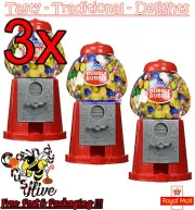 3 x Gumball Vending Machine Gum Dispenser Toy Coin Bank 80g Bubble Gum Included