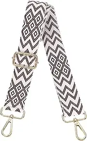 [uxcell] Purse Straps Replacement Crossbody, 1.5 Inch Wide Shoulder Bag Strap Adjustable Canvas Straps for Handbag Wallet Clutch Bags with Light Gold Buckle, Dark Red Geometrical