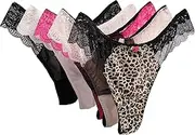 [KiRYu] Lace Thong Large Crotch Low Sexy Size Women's Waist Underwear Five-Piece Cotton Intimates
