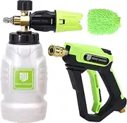 RIDGE WASHER Pressure Washer Gun with Foam Cannon Snow Foam Lance, Foam Gun Kit with 1/4 Inch Quick Connector, 1 Liter, Power Washer Foam Blaster with Car Wash Mitt