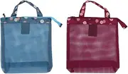 QUMIIRITY 2pcs Fashion Mesh Beach Bags with Flower Pattern Lightweight and Portable Sundries Storage for Summer Beach Pool and Travel for Towels Water Bottles