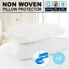 2 x Waterproof Pillow Protector Case Slip - Zipper Opening - Anti-allergy