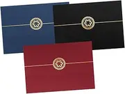 JEWEDECO 3Pcs Elegant Gold Stamping Paper Certificate Covers Stylish Diploma Holders for Document Protection Shells for Awards and Important Documents