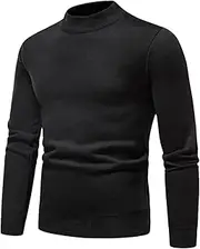 [Haitpant] Men's Solid Sweater Autumn Winter Warm Crew Neck Pullover for Daily Wear Knitting Wool Turtleneck