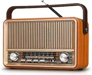 Vintage J-120 Retro Radio - Rechargeable AM/FM with Bluetooth for Home Decor