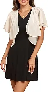 [Famulily] Summer Chiffon Bolero Shrug for Women, Women's Short Sleeve Cropped Thin Cardigans