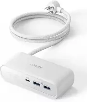 Anker 521 3x AC Outlets 2x USB A 30W USB-C 5 ft cord Surge Power Strip - White