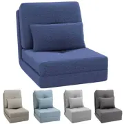 HOMCOM Foldable Floor Sofa Chair Seat w/ Adjustable Backrest & Pillow