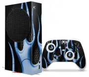Skin Wrap for XBOX Series S Console Controller Metal Flames Blue