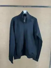 Bottega Veneta , Double Layer Poly Zip Up Sweater With Trim in Black BNWT M