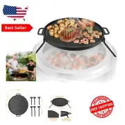 Durable 17.6" Cast Iron Griddle for Solo Stove Fire Pits - Portable BBQ Cooking