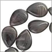 11 Fossil Wood Agate / Petrified Wood Flat Pear Beads 13x18mm #54096