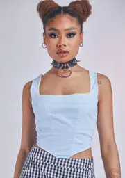 Light Blue Night Artistic Glamour Corset Tank Top